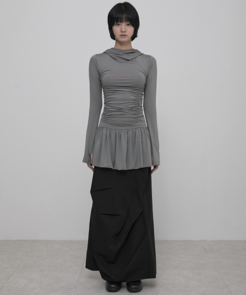 FLAREUP(フレアアップ)の「Hooded High Neck Long Dress (FL-185_Gray)(ワンピース・レディース・グレー・OS)」の3枚目の写真