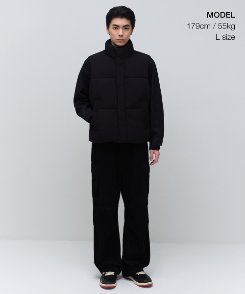 MUSINSA STANDARD（ムシンサスタンダード）の「デイリープファーパディングベスト[ブラック]（ダウンベスト・メンズ・その他・SMALL/MEDIUM/LARGE/X-LARGE/XX-LARGE）」の2枚目の写真