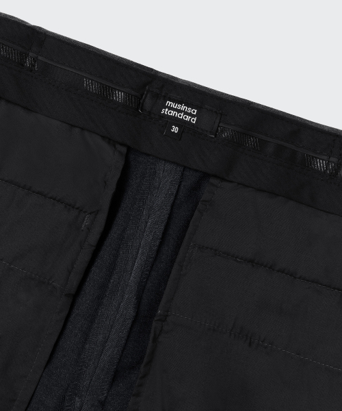 MUSINSA STANDARD（ムシンサスタンダード）の「リラックスしたテーパード隠しバンディングクロップドスラックス[チャコールグレー]（スラックス・メンズ・その他・40/38/42/36/34/32/30/31/33/26/27/28/29）」の5枚目の写真