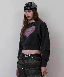 HEART CROP CREWNECK [PIGMENT BLACK]