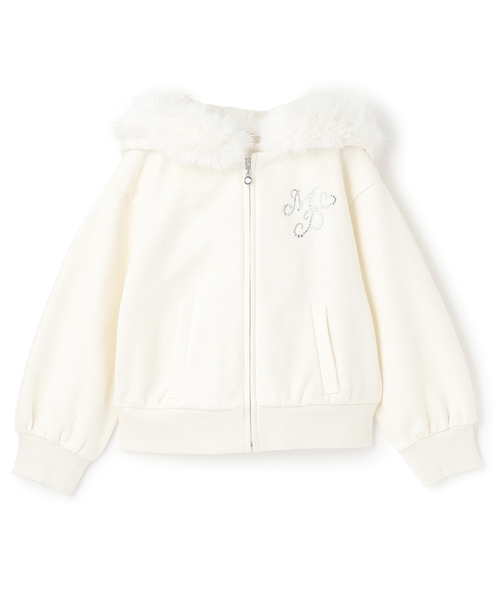 ラメ裏毛 フェイクファーフードZIPパーカ