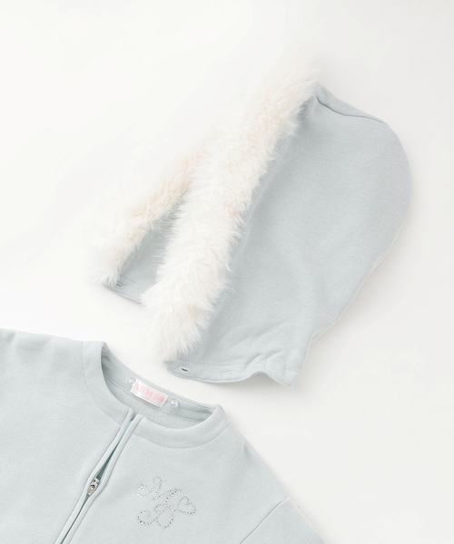 ラメ裏毛 フェイクファーフードZIPパーカ（パーカー）｜mezzo piano