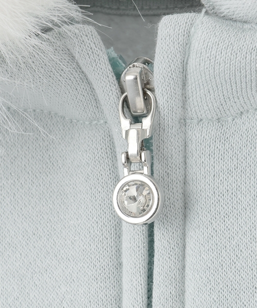 ラメ裏毛 フェイクファーフードZIPパーカ