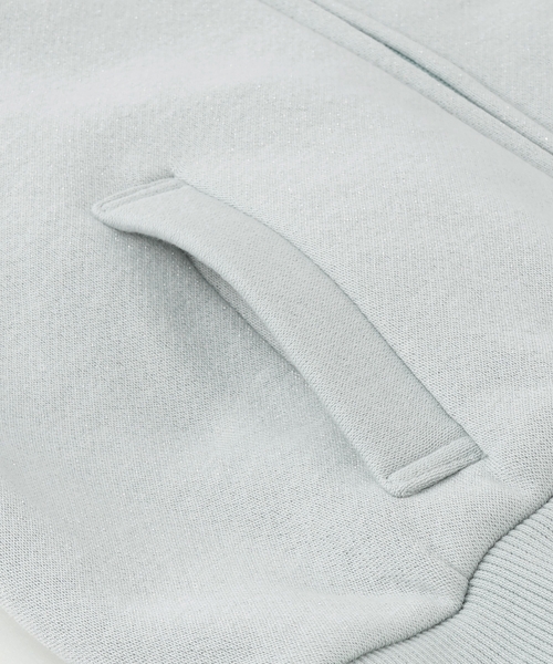 ラメ裏毛 フェイクファーフードZIPパーカ（パーカー）｜mezzo piano