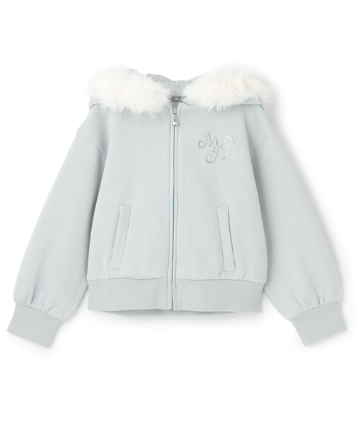 メゾピアノ新品新作ラメ裏毛　フェイクファーフードZIPパーカ110 ラメ裏毛 フェイクファーフードZIPパーカ（パーカー）｜mezzo piano