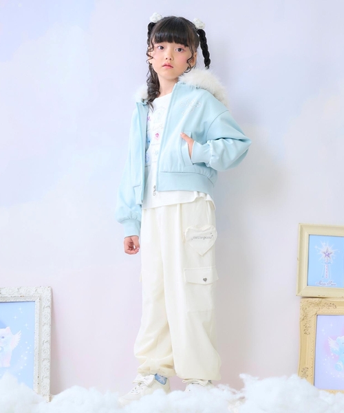 メゾピアノ新品新作ラメ裏毛　フェイクファーフードZIPパーカ120 ラメ裏毛 フェイクファーフードZIPパーカ