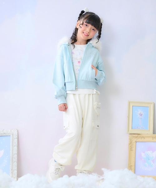 ラメ裏毛 フェイクファーフードZIPパーカ（パーカー）｜mezzo piano