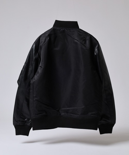 MMMM（エムエムエムエム）の「MMMM ナイロンツイル/ラムレザー/MA-1タイプブルゾン（MA-1・メンズ・ブラック・XL/L/M）」の11枚目の写真