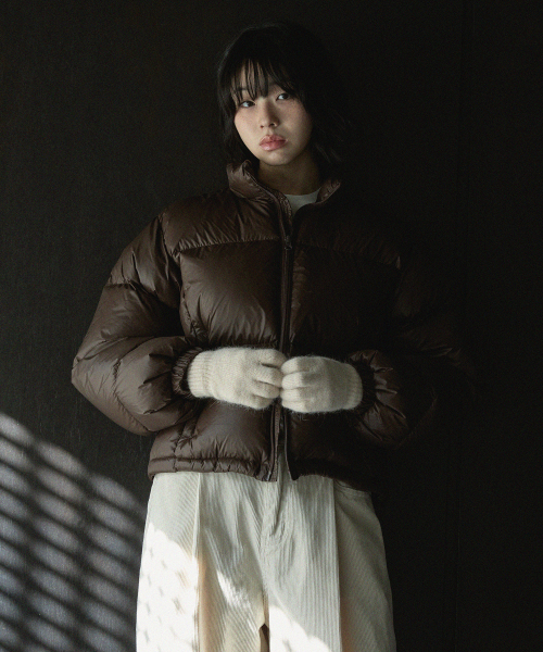(woman)エッセンシャルダックダウンクロップショートパディング_Brown