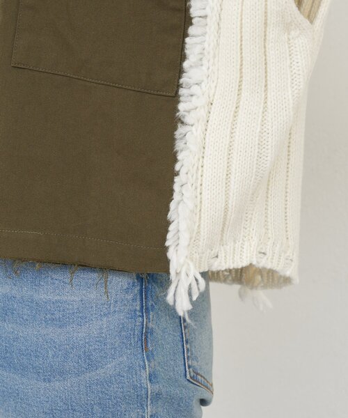 etsinta（エシンタ）の「【etsinta/エシンタ】リメイクミリタリーベスト（ニット/セーター・レディース・カーキ・ONE SIZE）」の16枚目の写真