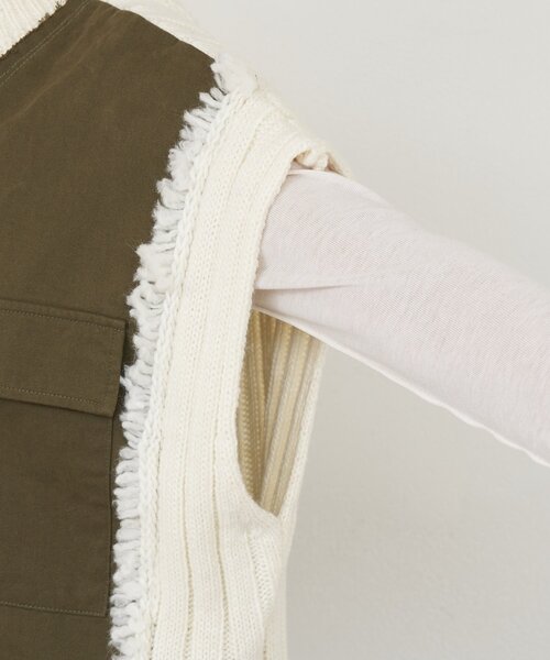 etsinta（エシンタ）の「【etsinta/エシンタ】リメイクミリタリーベスト（ニット/セーター・レディース・カーキ・ONE SIZE）」の17枚目の写真