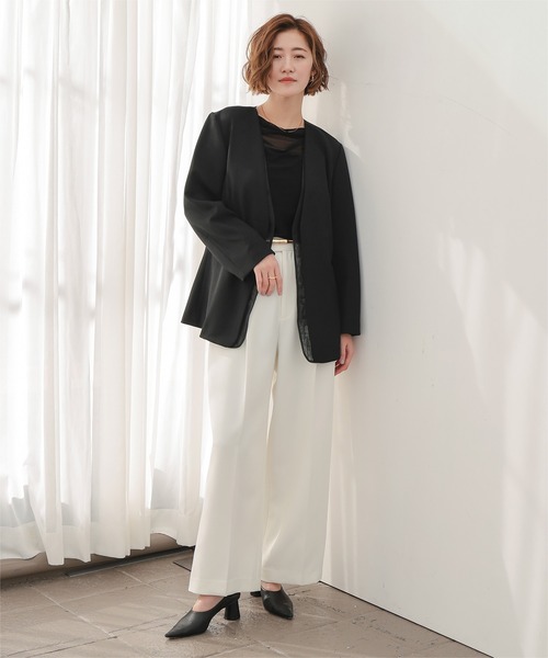 UR'S(ユアーズ)の「シアーレイヤードノーカラージャケット(ノーカラージャケット・レディース・ブラック系その他/ブラック・L/M/S)」の20枚目の写真
