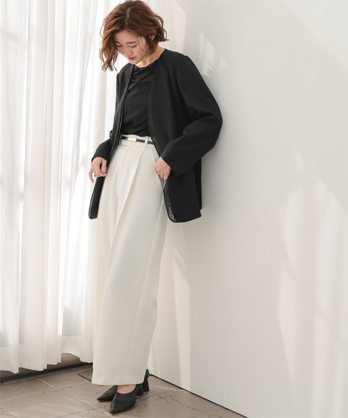 UR'S(ユアーズ)の「シアーレイヤードノーカラージャケット(ノーカラージャケット・レディース・ブラック系その他/ブラック・L/M/S)」の18枚目の写真