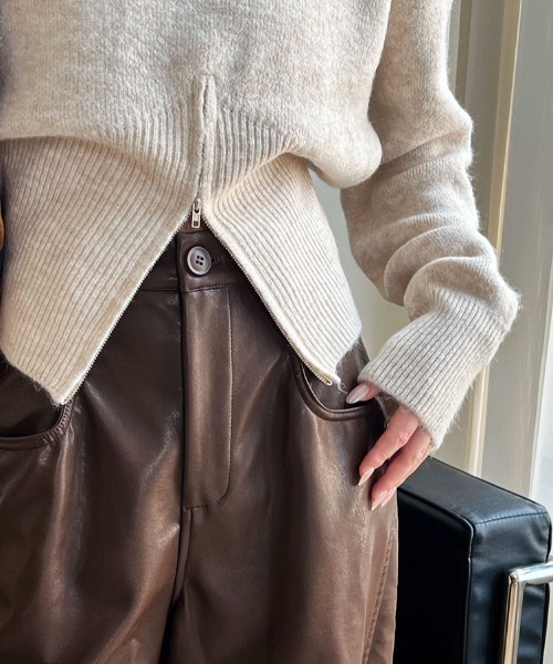 BANNER SELECT(バナーセレクト)の「フロントジップスリットニットプルオーバー(ニット/セーター・レディース・モカ/ベージュ/グレー・FREE)」の5枚目の写真