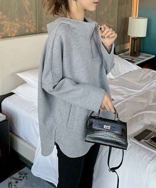 SallyLunn(サリーラン)の「フードジッププルオーバートップス(Tシャツ/カットソー・レディース・イエロー/ブルー/グレー・LARGE/MEDIUM)」の1枚目の写真