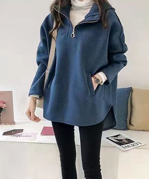 SallyLunn(サリーラン)の「フードジッププルオーバートップス(Tシャツ/カットソー・レディース・イエロー/ブルー/グレー・LARGE/MEDIUM)」の2枚目の写真