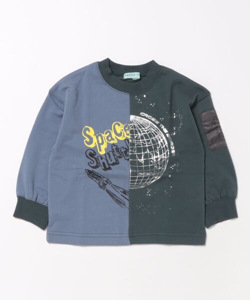 オーバサイズ切替ミニ裏毛トレーナー