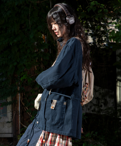 RuNaKi'Hu'(ルナキフ)の「WXJ032 ハイネチェック配色ウォッシングコットンジャケット (NAVY)(その他アウター・レディース・その他・1/2)」の2枚目の写真