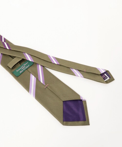 BEAMS F（ビームスエフ）の「Seaward & Stearn / シルク ストライプ ネクタイ（ネクタイ・メンズ・オリーブ/ネイビー・ONE SIZE）」の3枚目の写真