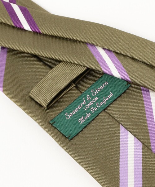 BEAMS F（ビームスエフ）の「Seaward & Stearn / シルク ストライプ ネクタイ（ネクタイ・メンズ・オリーブ/ネイビー・ONE SIZE）」の4枚目の写真