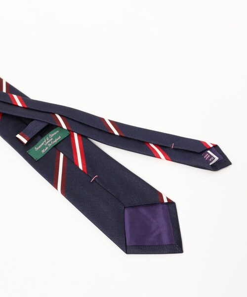 BEAMS F（ビームスエフ）の「Seaward & Stearn / シルク ストライプ ネクタイ（ネクタイ・メンズ・オリーブ/ネイビー・ONE SIZE）」の6枚目の写真