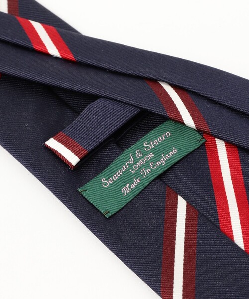 BEAMS F（ビームスエフ）の「Seaward & Stearn / シルク ストライプ ネクタイ（ネクタイ・メンズ・オリーブ/ネイビー・ONE SIZE）」の7枚目の写真
