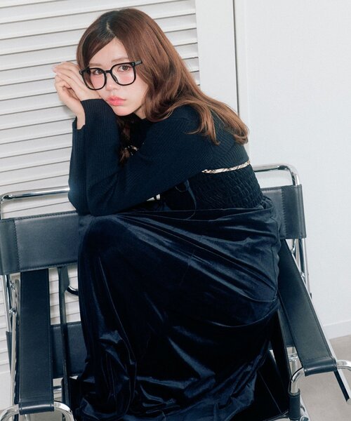 OLIVE des OLIVE（オリーブデオリーブ）の「ニットセットロングキャミワンピース（ワンピース・レディース・ブラック/ブラウン/ブラック系その他・FREE）」の10枚目の写真