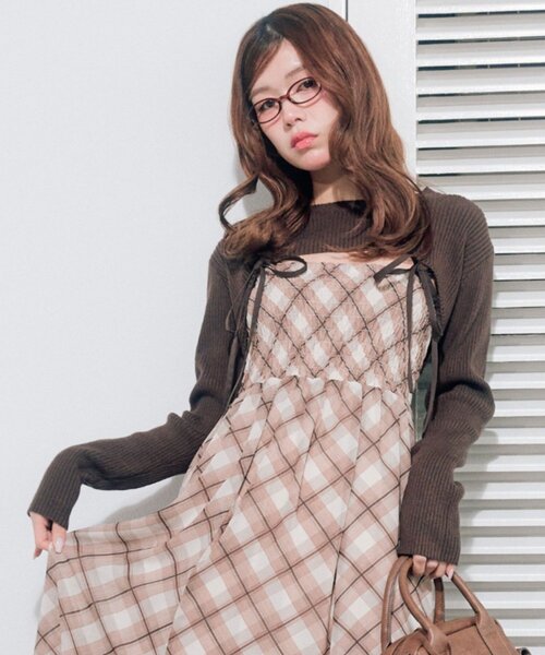 OLIVE des OLIVE（オリーブデオリーブ）の「ニットセットロングキャミワンピース（ワンピース・レディース・ブラック/ブラウン/ブラック系その他・FREE）」の14枚目の写真