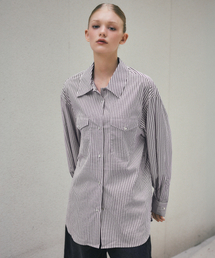 Pearl Button Stripe Over Shirt_CTT385(Burgundy)