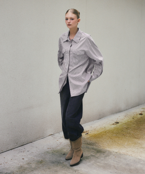 CITTA（シータ）の「Pearl Button Stripe Over Shirt_CTT385(Burgundy)（シャツ/ブラウス・レディース・バーガンディー・FREE）」の9枚目の写真