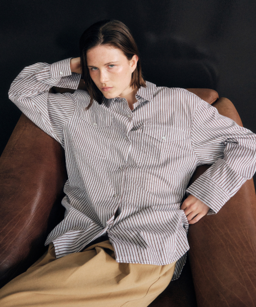 CITTA（シータ）の「Pearl Button Stripe Over Shirt_CTT385(Burgundy)（シャツ/ブラウス・レディース・バーガンディー・FREE）」の5枚目の写真