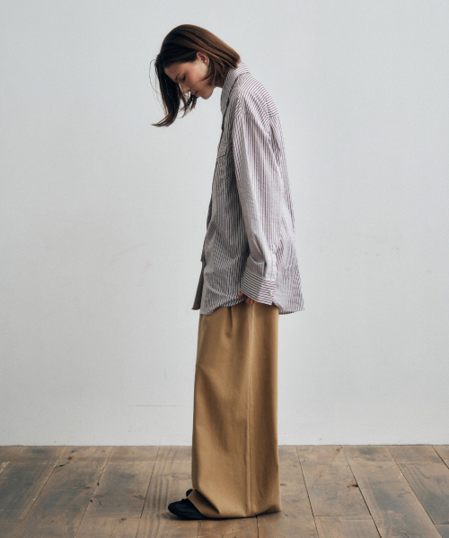 CITTA（シータ）の「Pearl Button Stripe Over Shirt_CTT385(Burgundy)（シャツ/ブラウス・レディース・バーガンディー・FREE）」の3枚目の写真