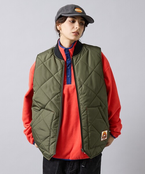 POLeR（ポーラー）の「【POLER/ポーラー】DIAMOND QUILTED VEST/キルティング/ワーク/ユニセックス【WEB限定】（ブルゾン・メンズ・カーキ/ブラック・L/M）」の3枚目の写真