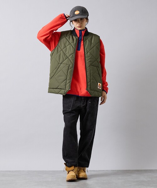 POLeR（ポーラー）の「【POLER/ポーラー】DIAMOND QUILTED VEST/キルティング/ワーク/ユニセックス【WEB限定】（ブルゾン・メンズ・カーキ/ブラック・L/M）」の5枚目の写真