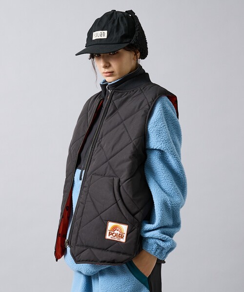 POLeR（ポーラー）の「【POLER/ポーラー】DIAMOND QUILTED VEST/キルティング/ワーク/ユニセックス【WEB限定】（ブルゾン・メンズ・カーキ/ブラック・L/M）」の9枚目の写真