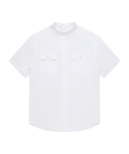 SOLEW(ソル)の「チャイナヒドンボタン半袖シャツ_ホワイト(シャツ/ブラウス・メンズ・その他・SMALL/MEDIUM/LARGE/X-LARGE)」の4枚目の写真