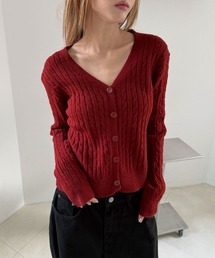 4INT.（フォイント）の「【全8色】Vネック ウール混紡 ケーブルニット カーディガン（カーディガン/ボレロ）」