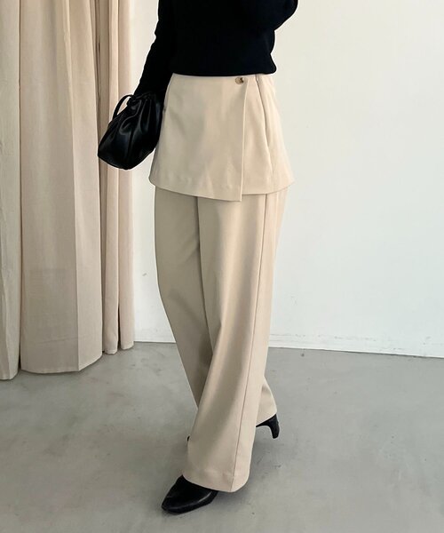 CAPRICIEUX LE'MAGE（カプリシューレマージュ）の「【低身長サイズあり】ミニレイヤードパンツ（その他パンツ・レディース・ベージュ/ブラウン/ブラック・PS/38/36）」の3枚目の写真