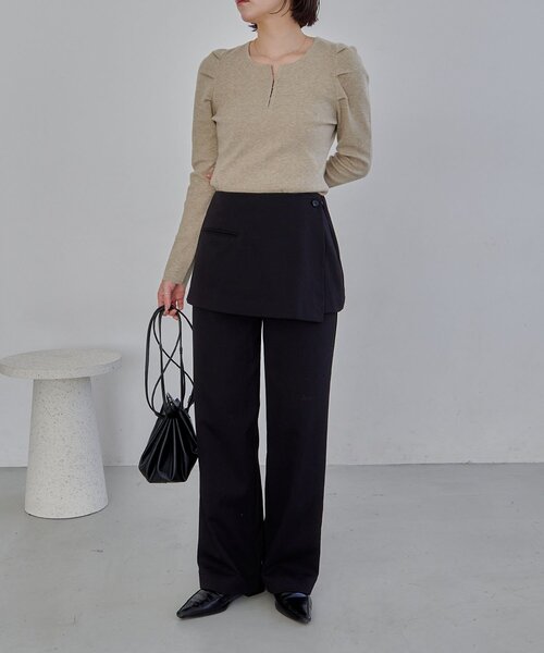 CAPRICIEUX LE'MAGE（カプリシューレマージュ）の「【低身長サイズあり】ミニレイヤードパンツ（その他パンツ・レディース・ベージュ/ブラウン/ブラック・PS/38/36）」の9枚目の写真