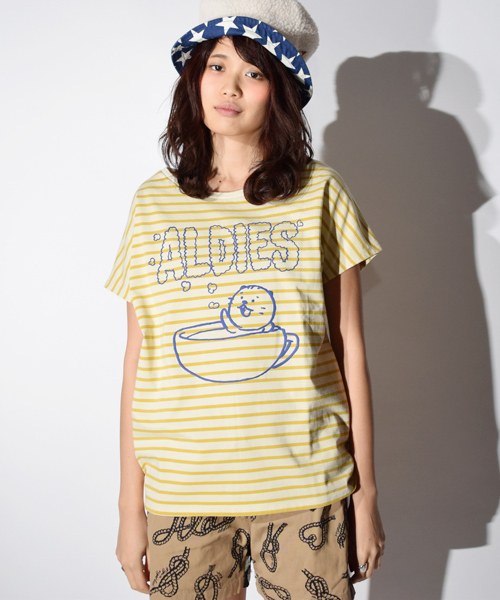 ALDIES(アールディーズ)の「ALDIES×RACCOS BURGER スーちゃんT(Tシャツ/カットソー・メンズ・オフホワイト/ホワイト×イエロー/マルチ・LARGE/SMALL/MEDIUM/X-SMALL)」の5枚目の写真