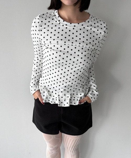 SANSeLF（サンセルフ）の「【SANSeLF】 ドットフリルトップス saw25a065（Tシャツ/カットソー・レディース・ホワイト・FREE）」の3枚目の写真