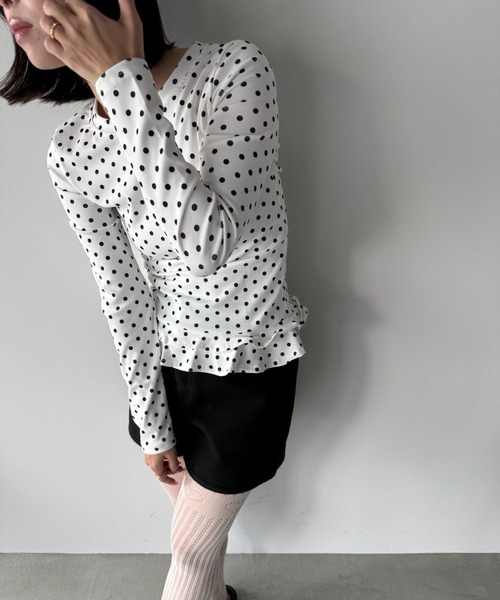 SANSeLF（サンセルフ）の「【SANSeLF】 ドットフリルトップス saw25a065（Tシャツ/カットソー・レディース・ホワイト・FREE）」の10枚目の写真