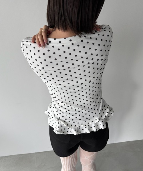 SANSeLF（サンセルフ）の「【SANSeLF】 ドットフリルトップス saw25a065（Tシャツ/カットソー・レディース・ホワイト・FREE）」の11枚目の写真