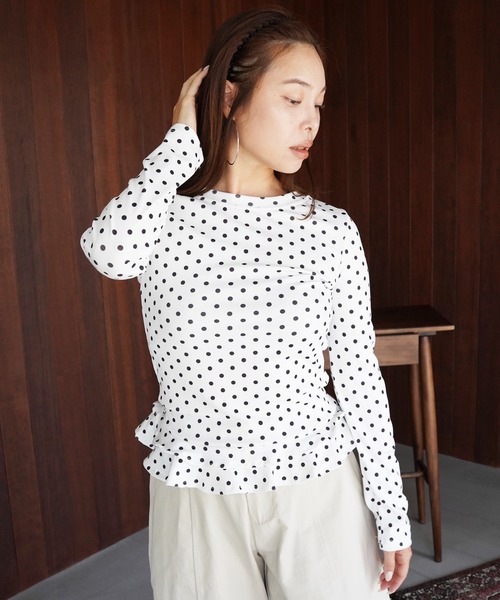 SANSeLF(サンセルフ)の「【SANSeLF】ドットフリルトップス saw25a065(Tシャツ/カットソー・レディース・ホワイト・FREE)」の20枚目の写真