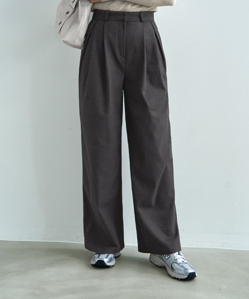STYLE DELI(スタイルデリ)の「ウール調MIXタックワイドパンツ(その他パンツ・レディース・チャコールグレー/ブラック・LARGE/MEDIUM/SMALL)」の1枚目の写真