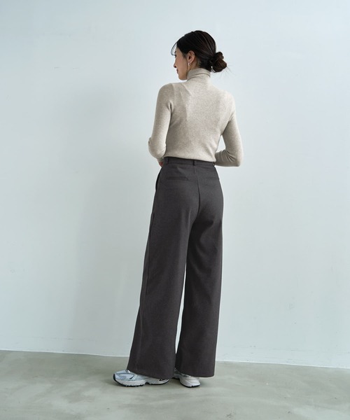 STYLE DELI(スタイルデリ)の「ウール調MIXタックワイドパンツ(その他パンツ・レディース・チャコールグレー/ブラック・LARGE/MEDIUM/SMALL)」の5枚目の写真