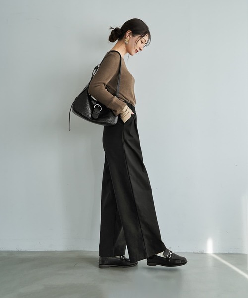 STYLE DELI(スタイルデリ)の「ウール調MIXタックワイドパンツ(その他パンツ・レディース・チャコールグレー/ブラック・LARGE/MEDIUM/SMALL)」の15枚目の写真