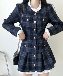 lulufa（ルルファ）の「チェック柄 ゴールドボタン ミニワンピース / 韓国 ガーリー サブカル 地雷系（ワンピース）」