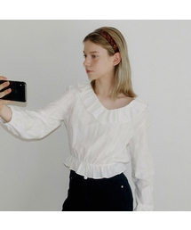 MAGNET ARCHIVE（マグネット アーカイブ）の「Ruffle Stripe Blouse (White)（シャツ/ブラウス）」
