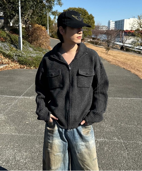 sedacle（セダクル）の「フロントポケット―ジップニット（ニット/セーター・メンズ・チャコールグレー/オートミール・SMALL/MEDIUM/LARGE）」の5枚目の写真